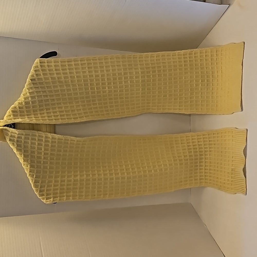 Ann Taylor | Women's Light Yellow 100% Cashmere Thermal Weave Woven Wrap Scarf